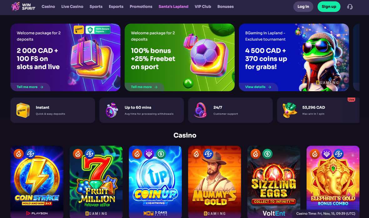 WinSpirit Casino-Website